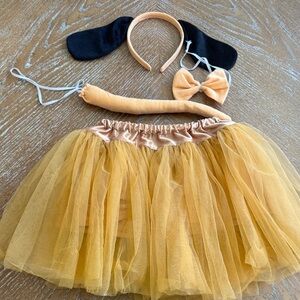 Kids Yellow Tulle Dog Costume Set with Headband and Bow